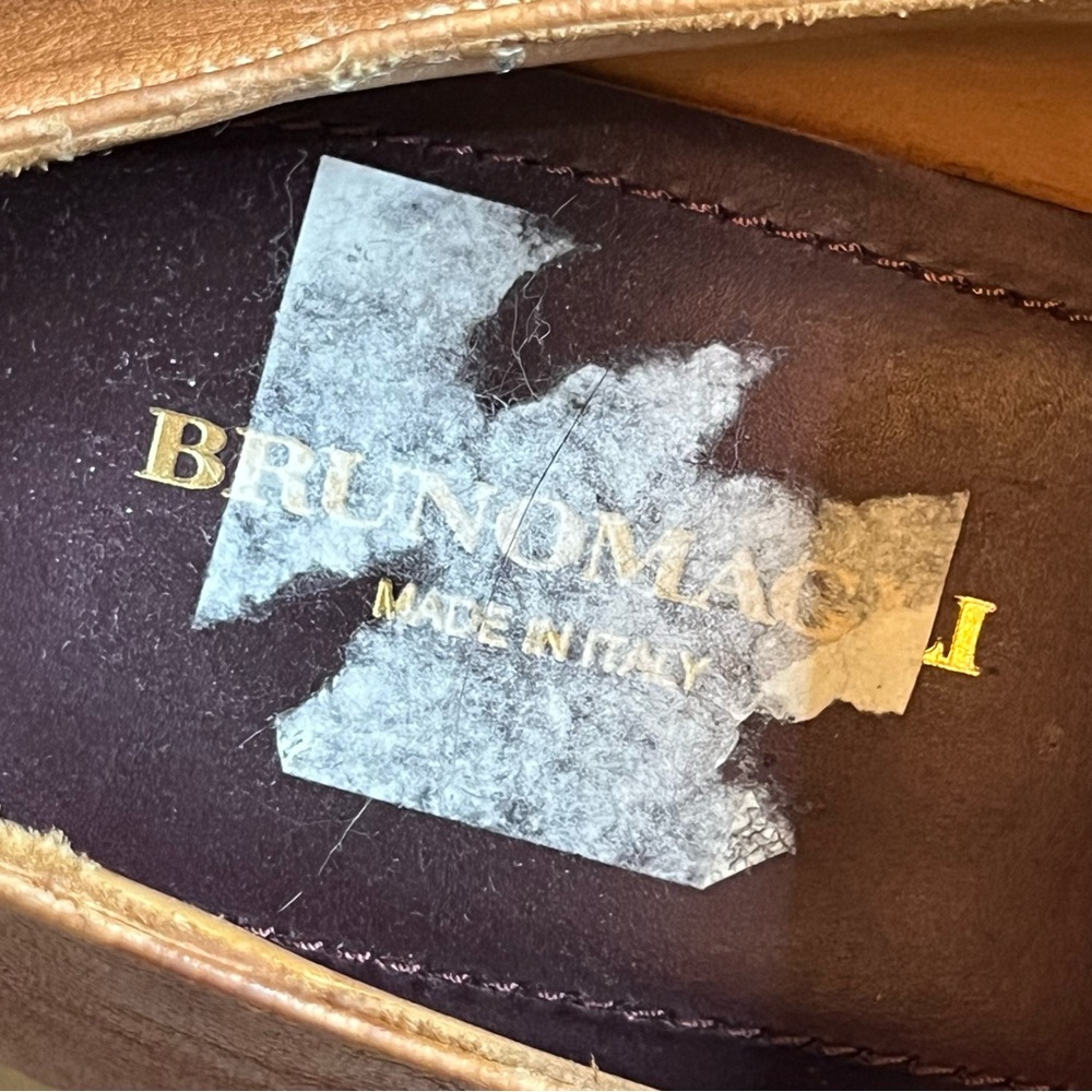 Bruno Magli Raging Collection Made in Italy Tan Leather Loafers Sz 13 Summer - Picture 14 of 16
